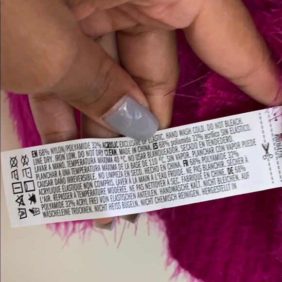 NWT PINK FUZZY OFF THE SHOULDER SWEATER - Picture 5 of 8